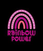 Regenbogen-Power-T-Shirt-Design, T-Shirt-Design-Vektor für den Druck. vektor