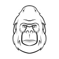 gorilla huvud tatuering svart och vit vektor