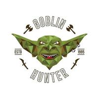 grüne Goblin-Gesichtsvektorillustration im Low-Poly-Stil, perfekt für Gaming-Logo und E-Sport-Team-Logo vektor