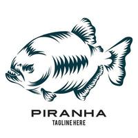 Piranha-Amazonas-Fisch-Vektorillustration im Tribal-Design-Stil-Logo, perfekt für Firmen-, Club-Logo, Tätowierung und T-Shirt-Design vektor