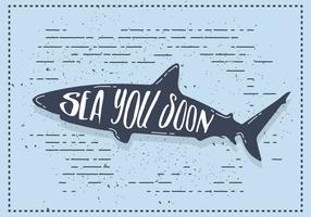 Gratis Vector Shark Silhouette Illustration Med Typografi