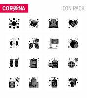 coronavirus 16 fast glyf svart ikon uppsättning på de tema av korona epidemi innehåller ikoner sådan som medicinsk hjärta torr virus medicinsk viral coronavirus 2019 nov sjukdom vektor design element