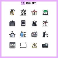 universell ikon symboler grupp av 16 modern platt Färg fylld rader av logistisk sändning firande uppkopplad e-post redigerbar kreativ vektor design element