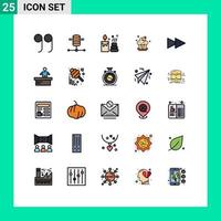 uppsättning av 25 modern ui ikoner symboler tecken för kontor kassör ljus Nästa efterrätt redigerbar vektor design element