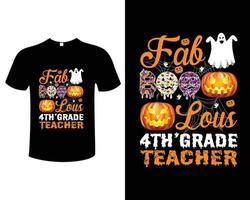 halloween lehrer typografie vintage illustration t-shirt entwurfsvorlage vektor