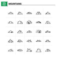 25 Berge Icon Set Vektor Hintergrund