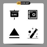 4 schwarze Icon-Pack-Glyphen-Symbole Zeichen für ansprechende Designs auf weißem Hintergrund 4 Icons gesetzt vektor