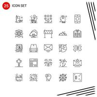 25 universelle Linienzeichen Symbole der Handy-Meinungscheckliste Marketingprüfungen editierbare Vektordesign-Elemente vektor