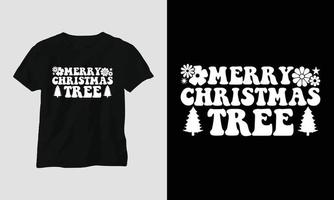 fröhlicher weihnachtsbaum - grooviges weihnachtssvg t-shirt und kleiderdesign vektor