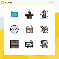 satz von 9 vektor-filledline-flachfarben auf raster für html-klammern hinterlässt pin-gps-editierbare vektordesignelemente vektor