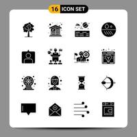 16 svart ikon packa glyf symboler tecken för mottaglig mönster på vit bakgrund 16 ikoner uppsättning vektor