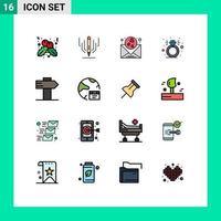 uppsättning av 16 modern ui ikoner symboler tecken för app tecken kärlek guide närvarande redigerbar kreativ vektor design element