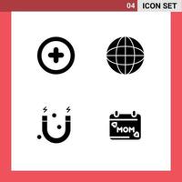 fast glyf packa av 4 universell symboler av media vetenskap internet multimedia dag redigerbar vektor design element