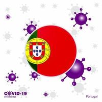 bete für portugal covid19 coronavirus typografie flagge bleib zu hause bleib gesund achte auf deine eigene gesundheit vektor