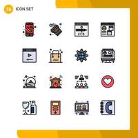 platt Färg fylld linje packa av 16 universell symboler av vagn hemsida browser sida app redigerbar kreativ vektor design element