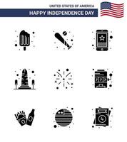 9 kreativ USA ikoner modern oberoende tecken och 4:e juli symboler av USA monument USA landmärke mobil redigerbar USA dag vektor design element