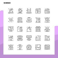 Satz von Wissenschaftsliniensymbolen Set 25 Symbole Vektor Minimalismus Stil Design schwarze Symbole setzen lineares Piktogrammpaket