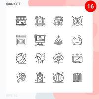satz von 16 modernen ui-symbolen symbole zeichen für das lernen von diplom nachlassbuch orbit editierbare vektordesignelemente vektor