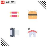 Stock Vector Icon Pack mit 4 Zeilenzeichen und Symbolen für süße Foto-Urlaubsburger wifi editierbare Vektordesign-Elemente