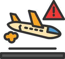 Symbol für gefüllte Flugzeugunfalllinie vektor