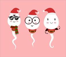 sperma och ägg mänsklig med jul firande kostym vektor