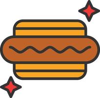 Hot-Dog-Linie gefülltes Symbol vektor