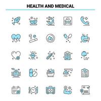 25 hälsa och medicinsk svart och blå ikon uppsättning kreativ ikon design och logotyp mall vektor