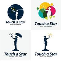 Reihe von Reach a Star-Logo-Designvorlagen vektor