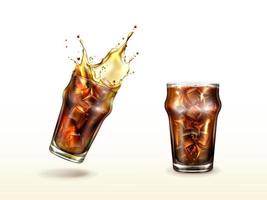 Spritzer Cola, Limonade, kalten Tee oder Kaffee mit Eis vektor