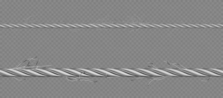 metall kabel, stål vriden snöre med trasig fibrer vektor