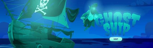 geisterschiff-cartoon-landingpage mit totem pirat vektor
