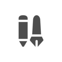 vektor enkel glyf gammal bläck penna nibs ikon. vektor penna ikon illustration.
