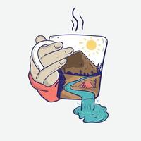 äventyr kaffe illustration årgång vektor