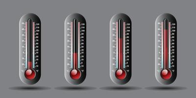 temperatur väder termometer uppsättning med celsius och Fahrenheit skala. vektor illustration