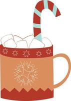 kopp med varm dryck och godis, vinter- kakao med marshmallows vektor