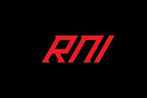 rni-Buchstaben- und Alphabet-Logo-Design vektor