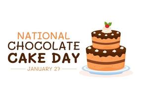 nationell choklad kaka dag firande på januari 27 med utsökt sötma i platt tecknad serie bakgrund hand dragen mallar illustration vektor