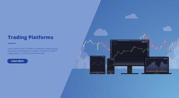 uppkopplad handel plattformar begrepp för hemsida landning hemsida mall baner eller glida presentation omslag vektor