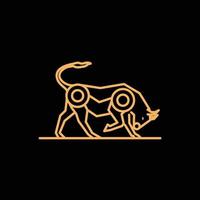 illustration gyllene stark tjur angus ko buffel linje konst stil logotyp design vektor