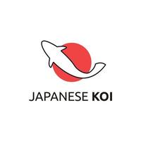 Abbildung Japan-Koi-Karpfen mit rotem Kreis-Zeichen-Logo-Design-Vektor-Illustration vektor