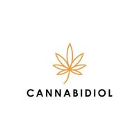 orange cbd cannabis marijuana pott hampa blad med linje konst logotyp vektor design