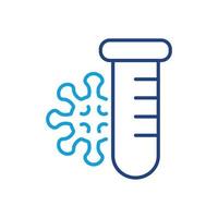 blod testa rör och virus bakterie. covid pcr testa linjär Färg ikon. medicinsk undersökning för sjukdom. influensa, coronavirus analys för laboratorium. redigerbar stroke. vektor illustration.