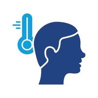 körpertemperatur, fiebersymptom, thermometer-silhouette-symbol. fieberhitze, symbol für hohe temperatur. grippe, virus, erkältungscoronavirus-symptom. Piktogramm für medizinisches Poster. isolierte Vektorillustration. vektor