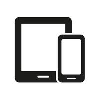 Handy, Tablet-Glyphen-Symbol. Smartphone- und Tablet-Silhouette-Symbol. intelligente Geräte Piktogramm. elektronische Digitaltechnik, Handy- und Tablet-Display. isolierte Vektorillustration. vektor