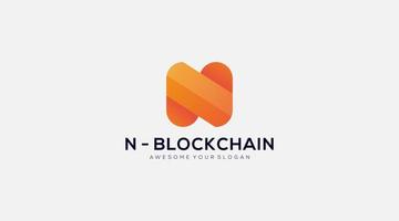 orange Buchstabe n Blockchain-Vektor-Logo-Design-Vorlage vektor