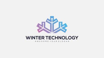 abstrakte Winter-Technologie-Logo-Design-Vektor-Vorlage vektor