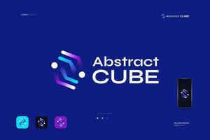 abstrakt och färgrik kub logotyp design. lämplig för teknologi, problem lösning och lösningar företag logotyp vektor