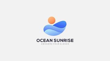 Ocean Sunrise Vektor-Logo-Design-Vorlage vektor