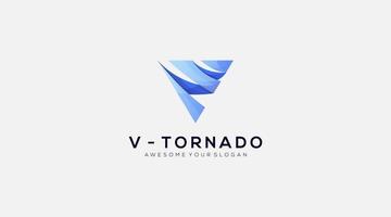 v brev logotyp design eller symbol tornado mall vektor