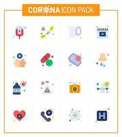 16 Flachfarben-Coronavirus-Covid19-Icon-Pack wie Hygiene-Schudule-Reinigung Arzttermin Virus-Coronavirus 2019nov-Krankheitsvektor-Designelemente vektor